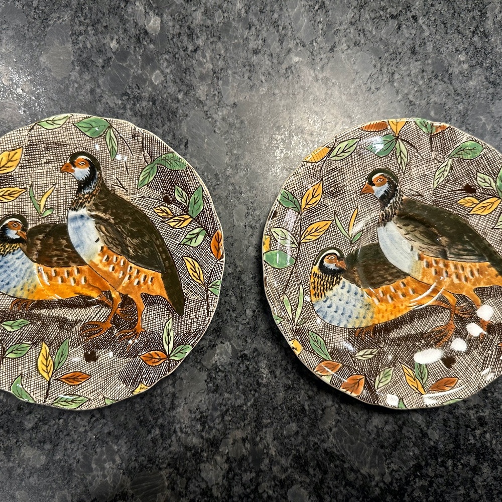 Set of 2 Gien Rambouillet Partridge Saucer Plate - Discontinued